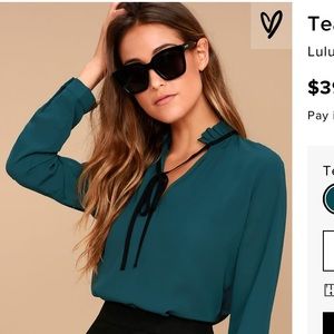 Lulus Tea Shop Teal Blue Long Sleeved Top